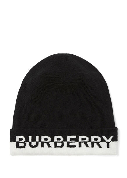 Core Siyah Kaşmir Logolu Kadın Bere