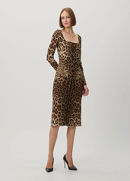 Leopard Print Midi Dress