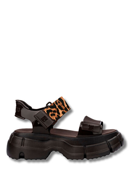 Pulse Brown Leopard Print Women's Thick Soled Sandals