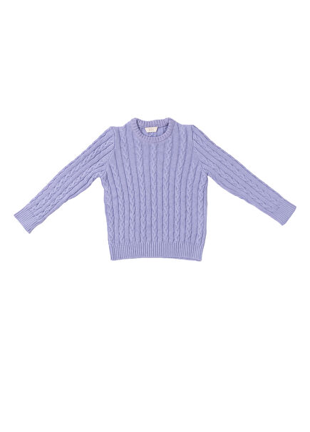 Wooly Lilac Braided Girl's Knitwear Sweater