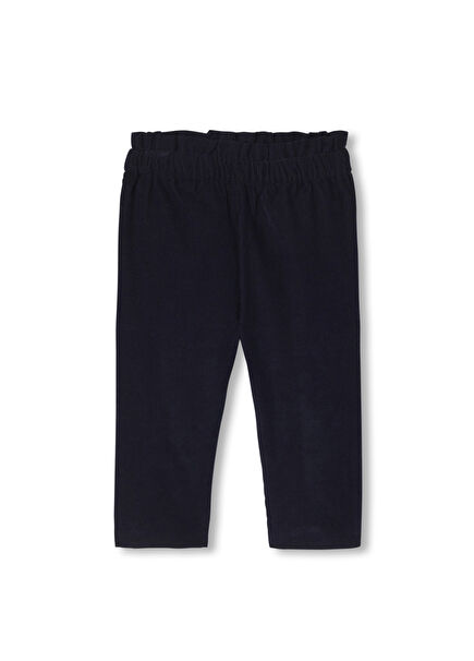 Navy Blue Velvet Elastic Waist Baby Girl Pants