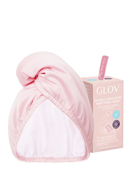 Double-Sided Satin Hair Towel Wrap Pink