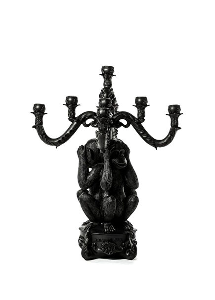 Giant Burlesque Maymun Figürlü Siyah Pirinç Şamdan
