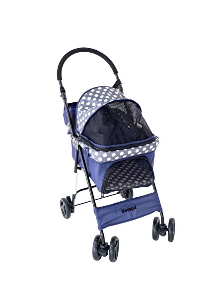Perez Navy Blue Cat and Dog Transport Trolley