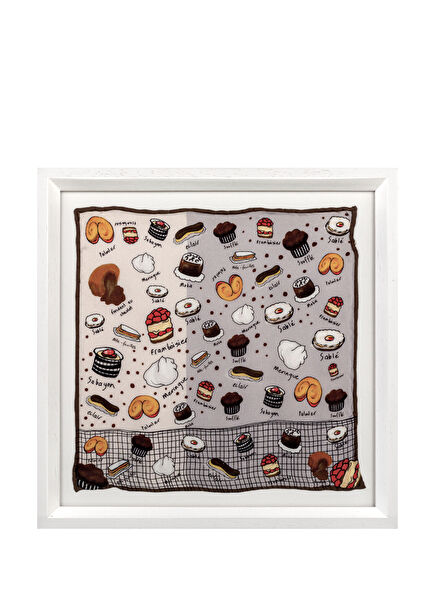 Fondant Au Chocolate Wooden Framed Silk Scarf Painting