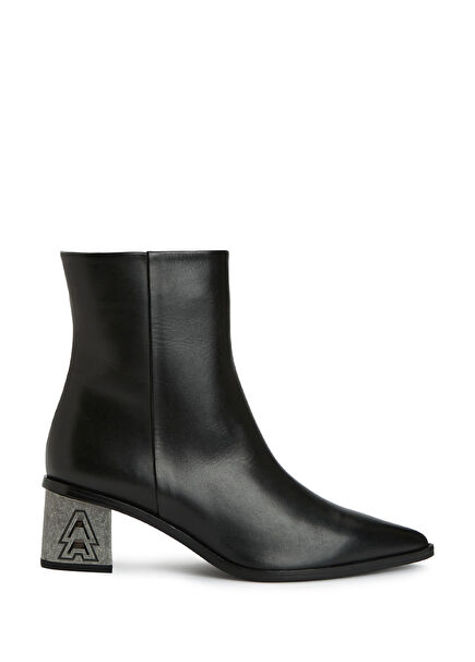 Women's Leather Boots with Black Logo
