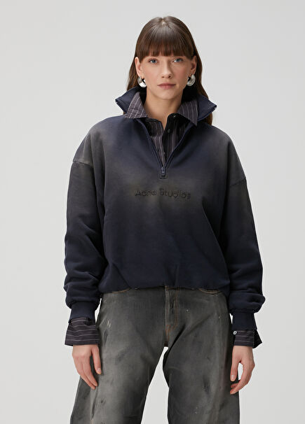 Lacivert Fermuarlı Sweatshirt