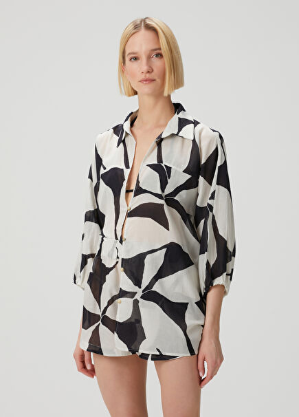 Moana Oversized Black Patterned Shirt