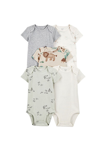 Colorful Cotton Short Sleeve Baby Boy 5 Pcs Body Set