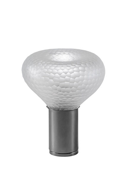 Su'me Chrome Cut Honeycomb Patterned Blown Glass Table Lamp