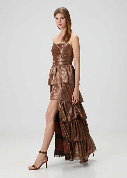 Harrod Bakır Maksi Abiye Elbise