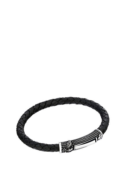 Black Men's Silver Bracelet
