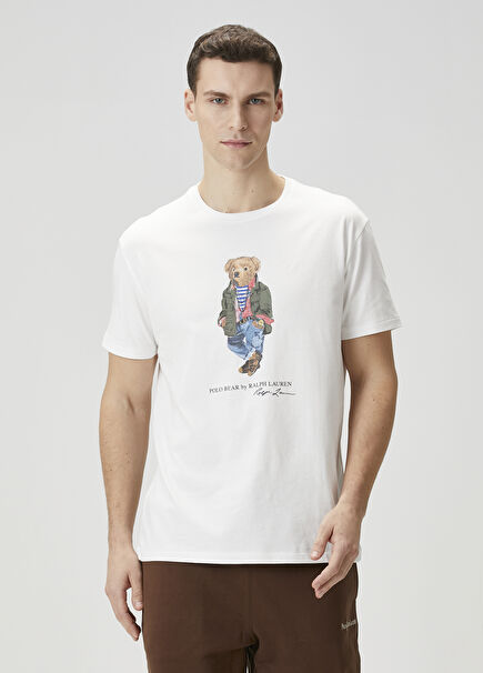 Beyaz Logo Baskılı T-shirt