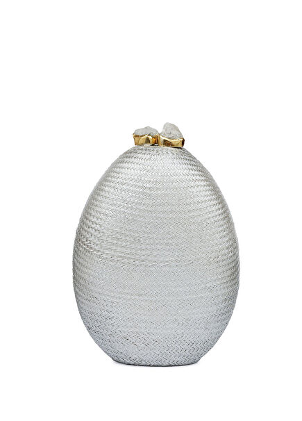 Bella Silver Kuvars Taşlı Rafya Kadın El Çantası