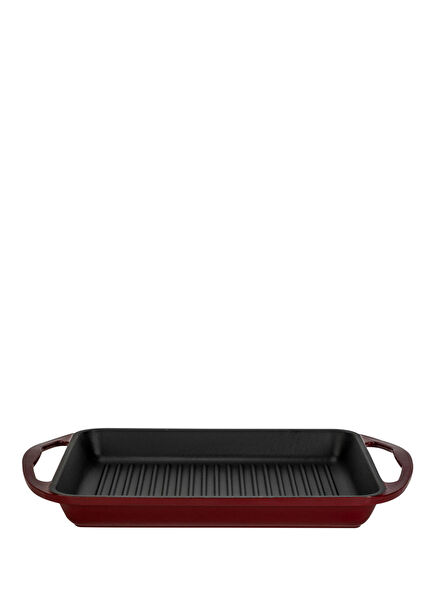Burgundy Cast Iron Monolithic Double Handle Rectangular Grill Pan 32 cm