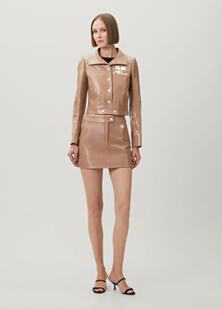 Reedition Tan Mini Vinyl Skirt