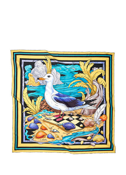 Seagull Chess Patterned Cotton Women's Pareo and Shawl