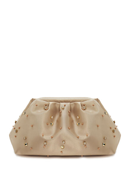 Vega Beige Jewelry Swarovski Stone Clutch Bag