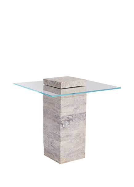 Narcho Gümüş Traverten Yan Sehpa