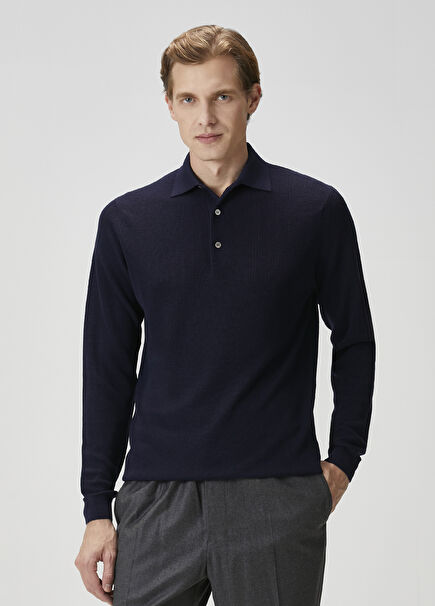 Lacivert Polo yün Triko