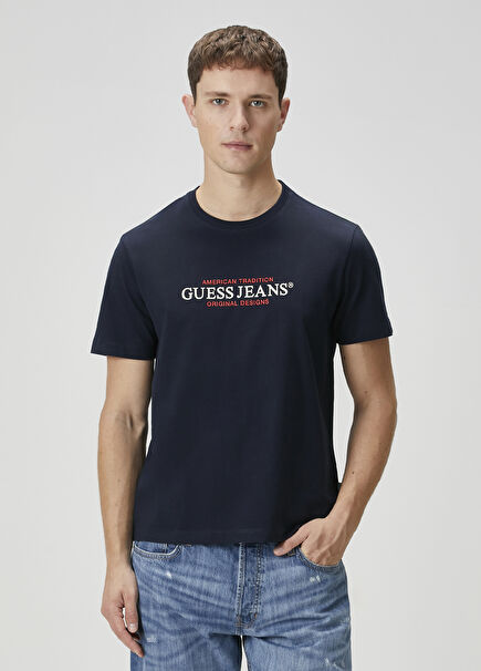 Navy Blue Logo Printed T-Shirt