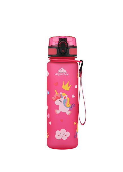 Pink Unicorn Patterned Tritan Children's Waterer & Flask 500 ml