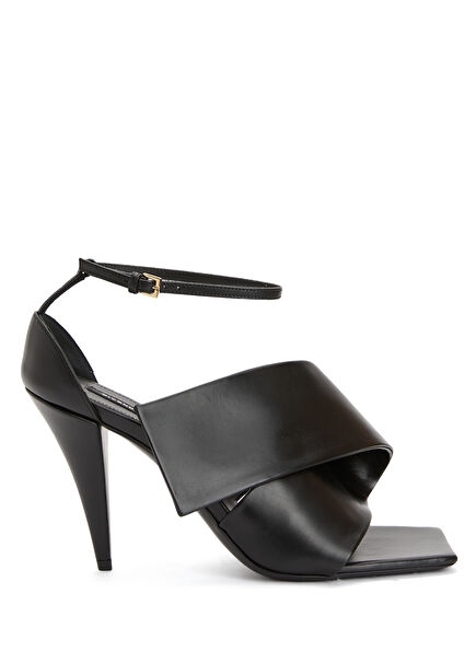 Siyah Kadın Deri Sandalet