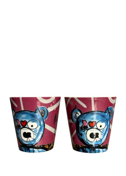 Pop Art Leopar Desenli Kulpsuz 2'li Kupa Seti