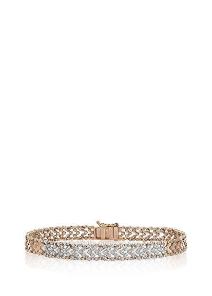 Loure Shine White Bracelet Pırlanta Taşlı 14 Ayar Altın Kadın Bileklik