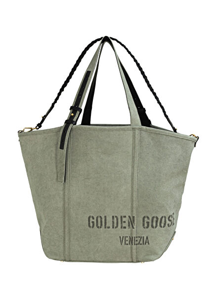 Bedruckter Haki Kadın Alışveriş Çantası