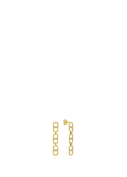 Sequence Chain 18 Karat Gold Plated Triple Earrings