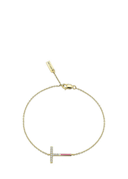 14K Gold Chain Enamel Women's Diamond Bracelet