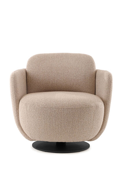 Kubeb Bej Metal Ayaklı Döner Berjer