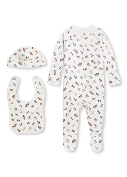 Çok Renkli Desenli Unisex Bebek 3lü Set