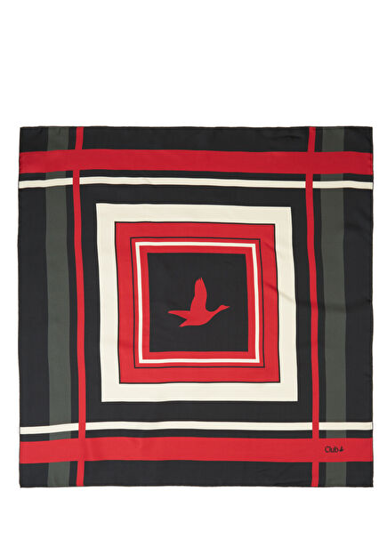 Burgundy Frame Patterned Women's Silk Scarf