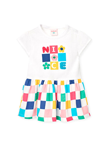 Colorful Patterned Short Sleeve Girls' Dress