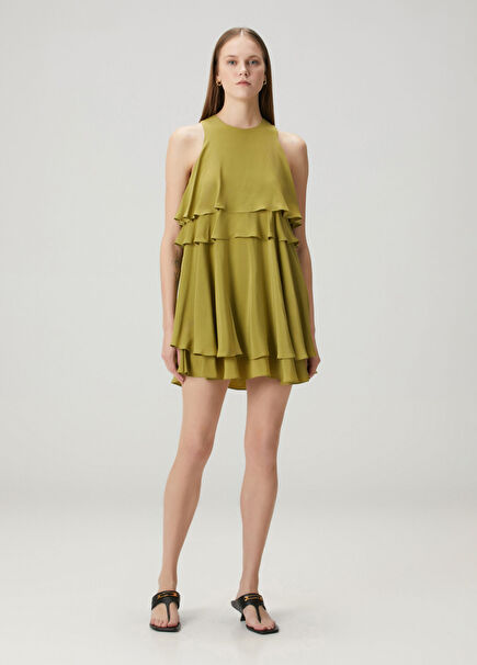 Green Flounced Mini Dress
