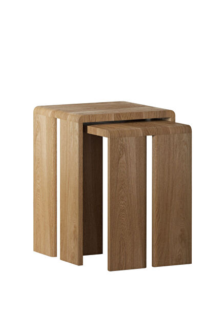 Plus Light Oak 2-Piece Natural Wood Nesting Tables