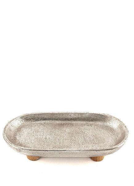 Ayaklı Silver Resin Tepsi