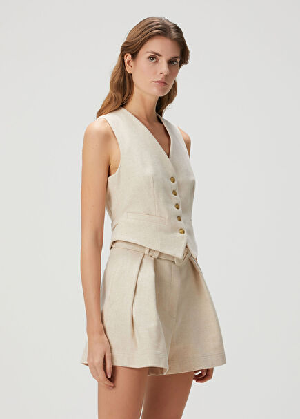 Vida Ekru Yün Yelek