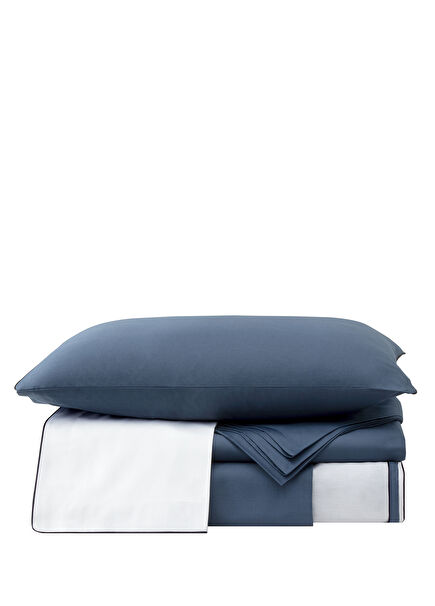 Indigo White Cotton Sateen Double Duvet Cover Set 200x220 cm