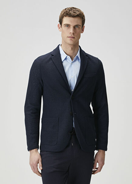 Lacivert Dokulu Ceket