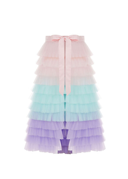 Çok Renkli Tül Detaylı Kız Çocuk Etek