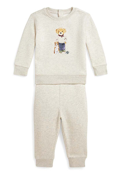 Grey Teddy Bear Printed 2 Pieces Baby Boy Set
