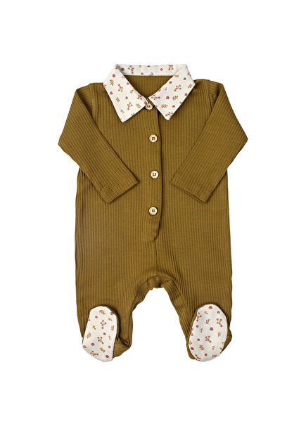 Medium Bronze Long Sleeve Unisex Baby Booties Jumpsuit