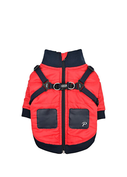 Stratus Dog Jumper Kırmızı Lacivert Tasmalı Köpek Montu