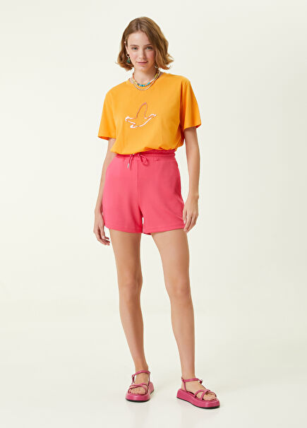 Fuchsia Waist Corded Jersey Shorts