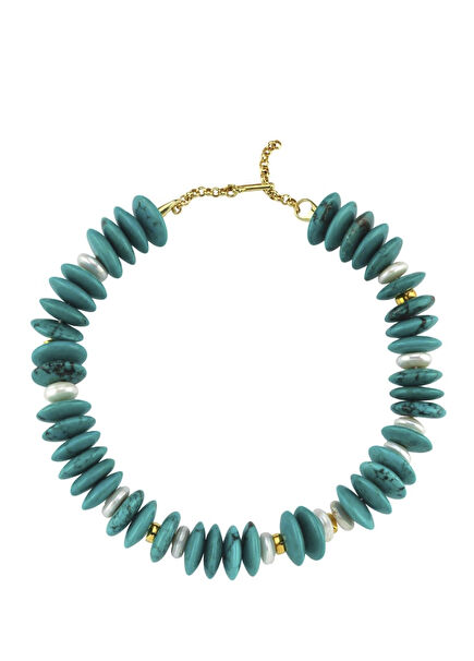 Nysa Large Turquoise Women's Silver Necklace