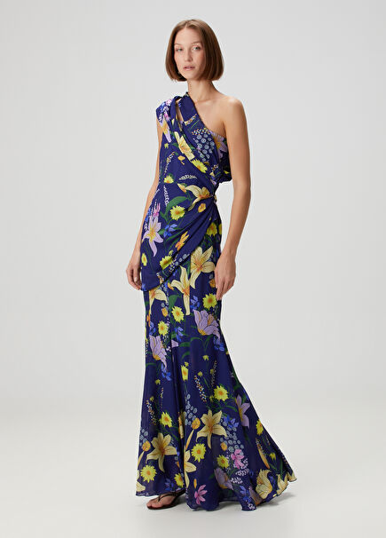 Victoria Navy Blue Floral Maxi Dress