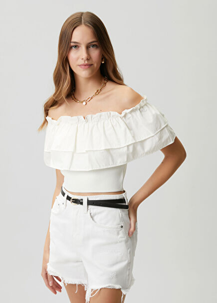 Off-White Woven Trimmed Sweater